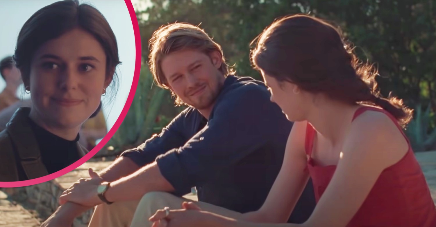 Joe Alwyn and Alison Oliver smiling on Conversations with Friends
