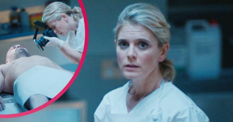 Silent Witness star Nikki inspecting a murder victim