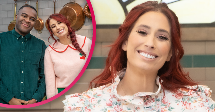Stacey Solomon smiling on Bake Off