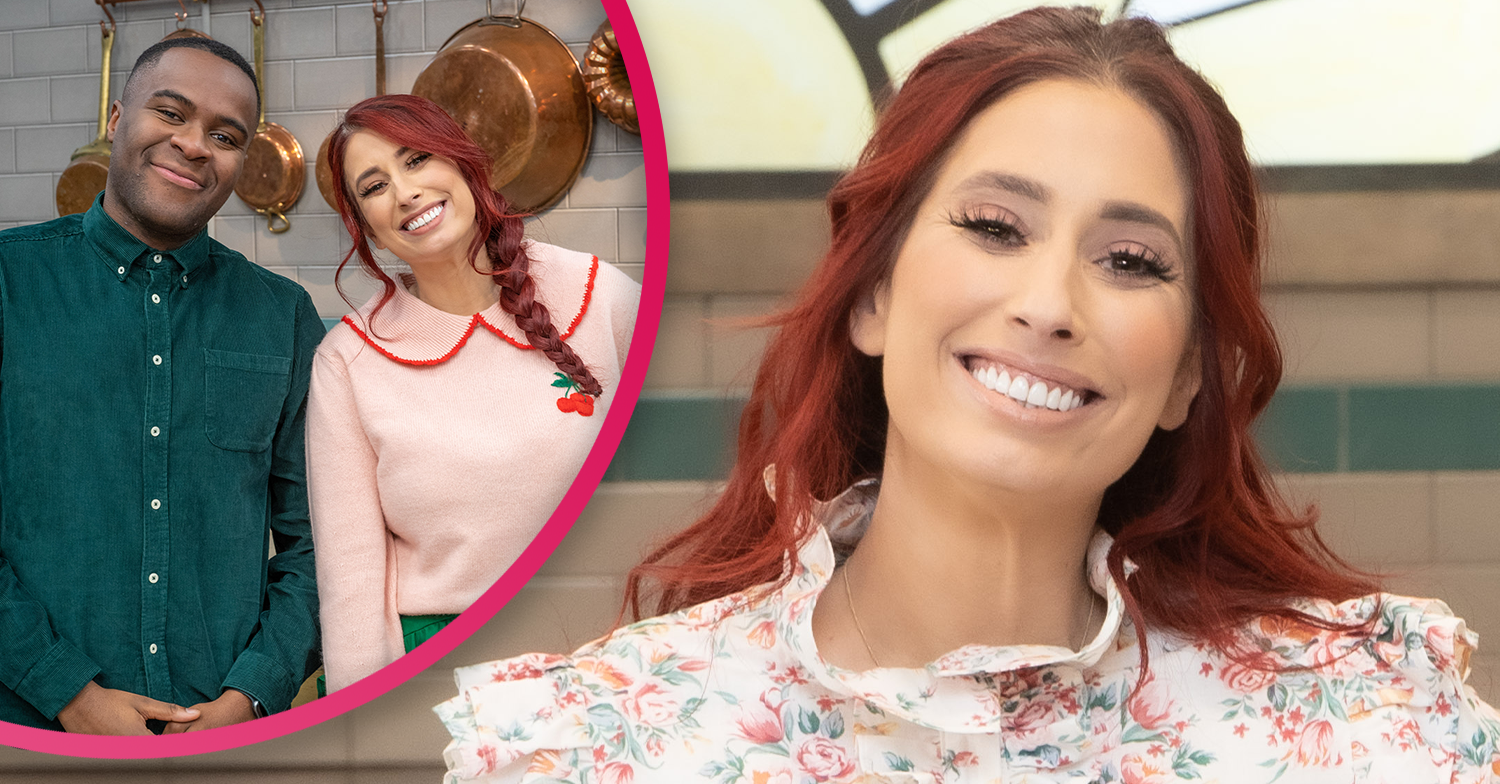 Stacey Solomon smiling on Bake Off