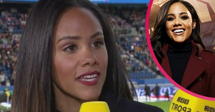 Alex Scott smiling on BBC Sport and on The Games