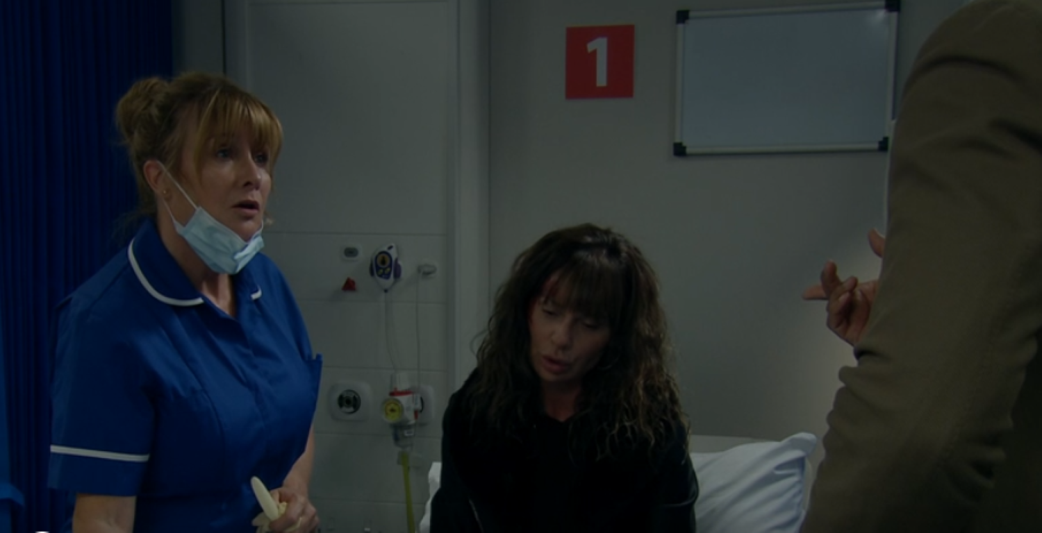 Wendy working at the hospital with an injured Chas