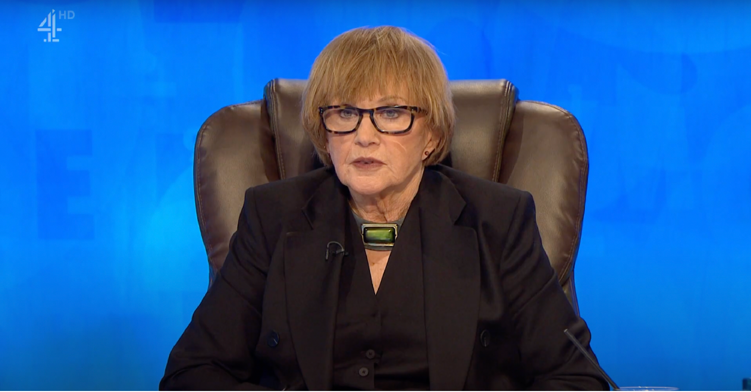 Anne Robinson in all black outfit on Countdown