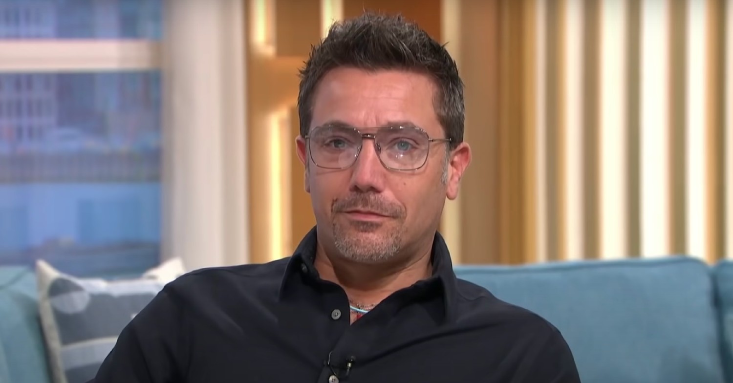 Gino D'Acampo wearing glasses, looking at the camera on This Morning