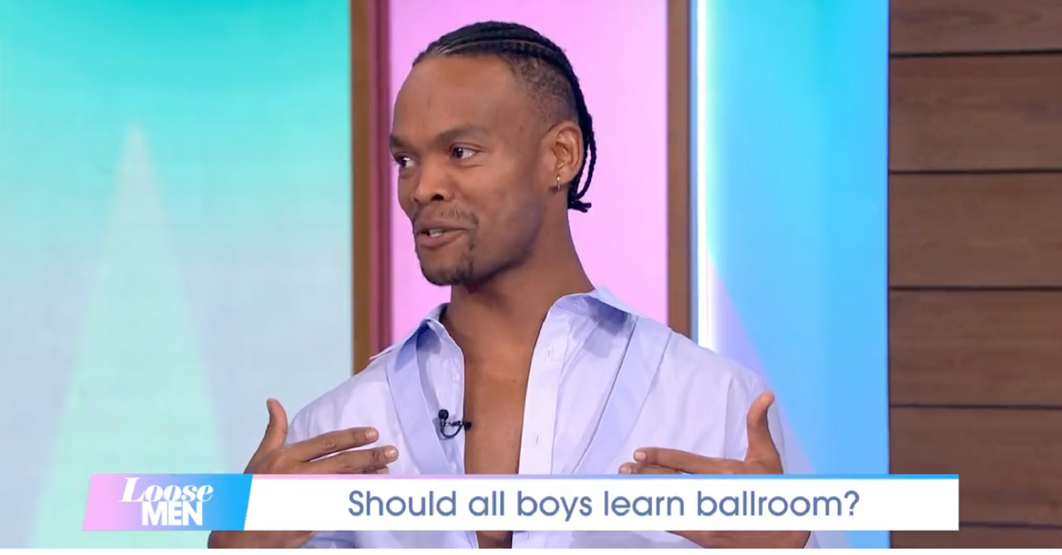 Johannes Radebe talking on Loose Men on ITV 