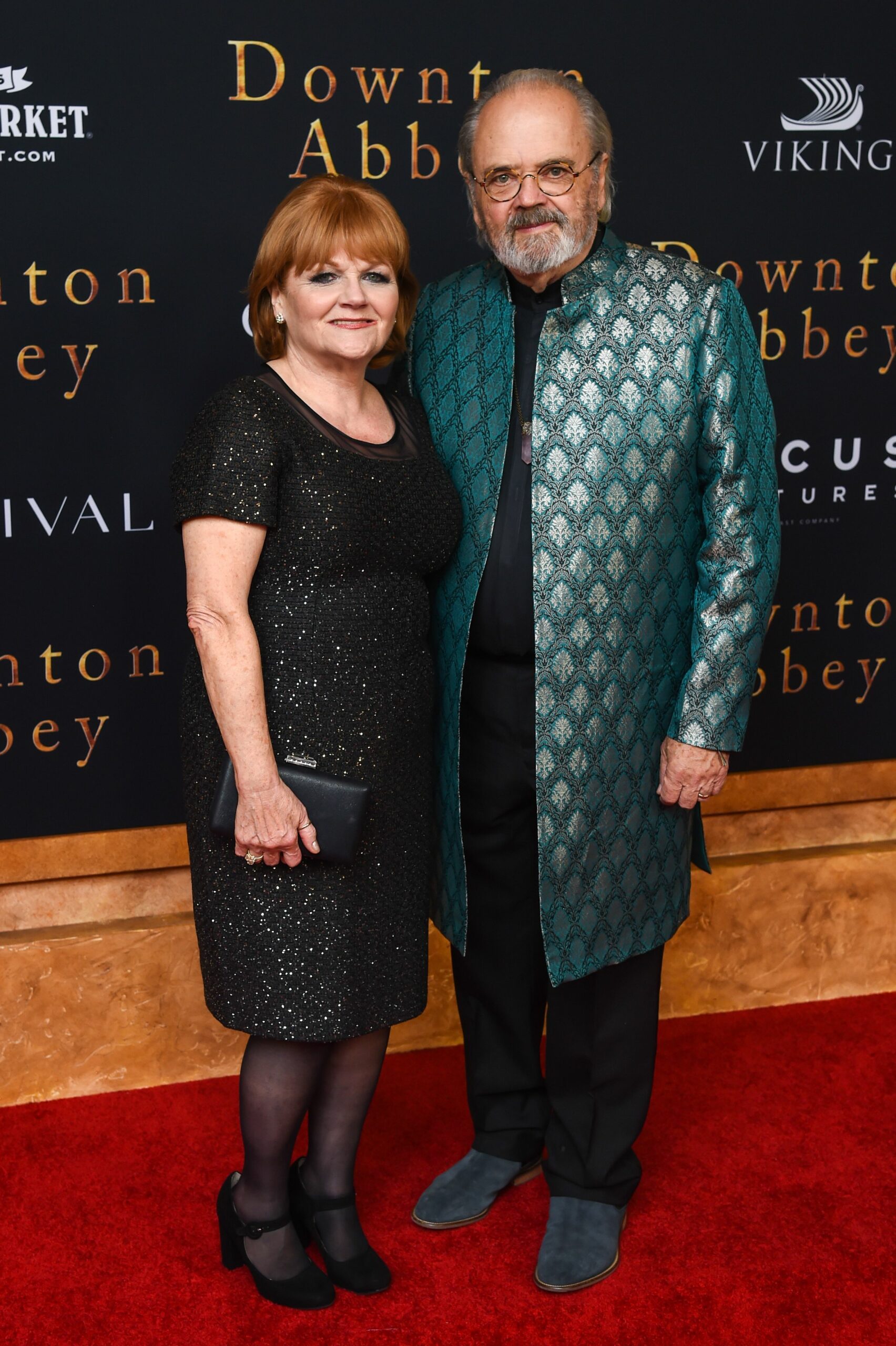 Lesley Nicol and her husband at Downton Abbey film premiere