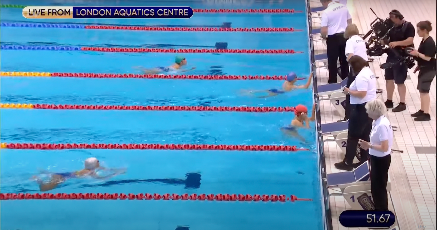 Celebrities racing in the swimming pool during the Games tv show 