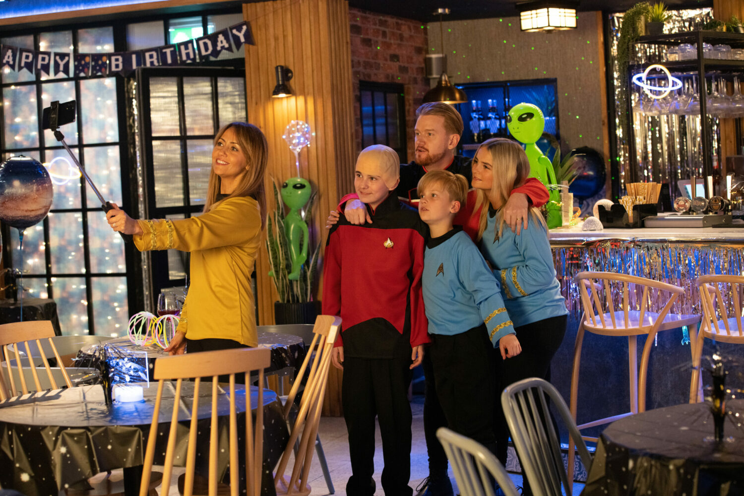 Maria Connor takes a family selfie at Liam's Star Trek-themed party