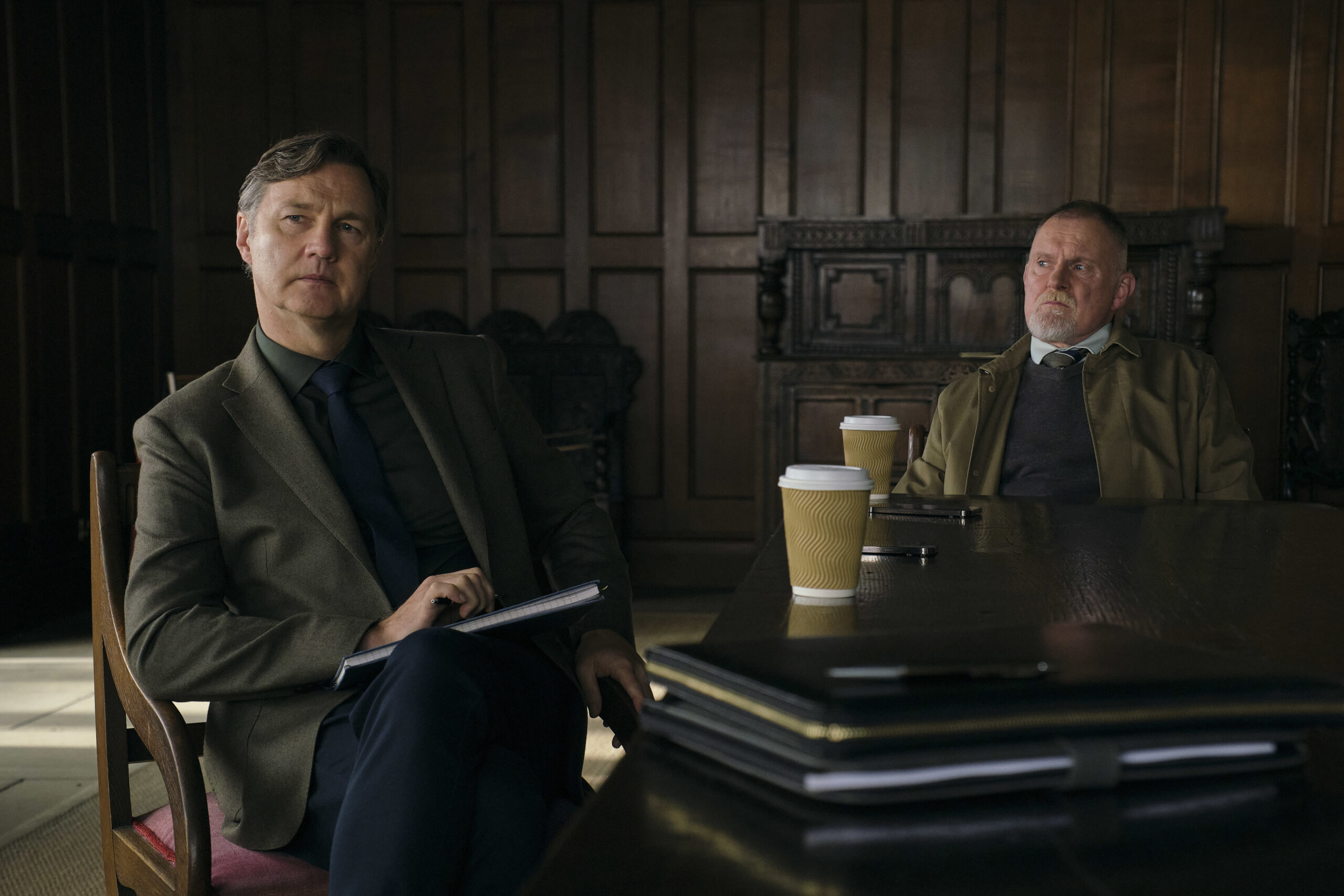 David Morrissey and Robert Glenister in Sherwood