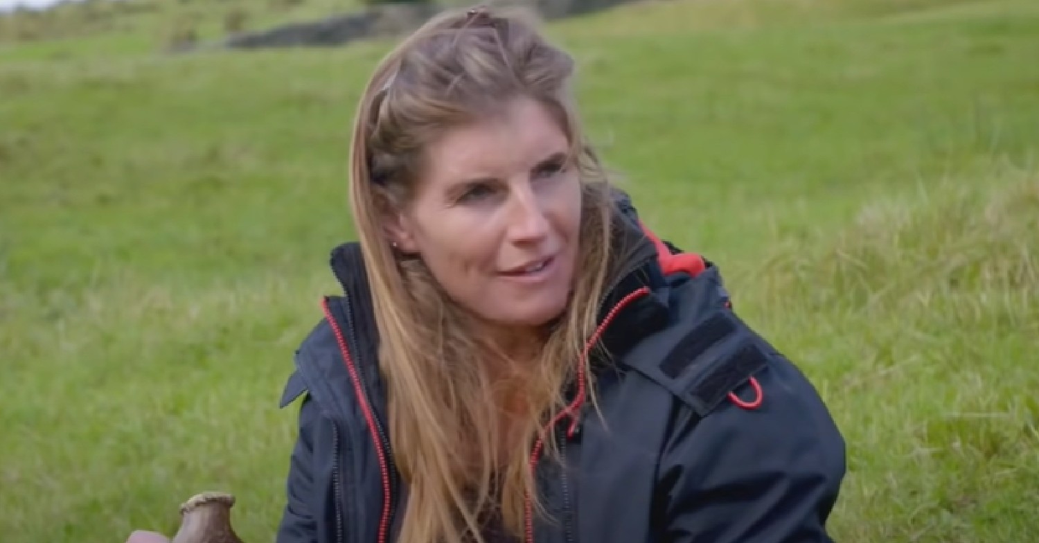 Amanda Owen speaking while sat in field on Our Yorkshire Farm