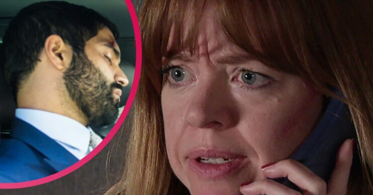 Coronation Street Imran in crash and Toyah worried split image