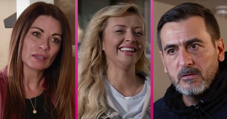 Carla looks concerned, Nicky smiles and Peter looks worried in Coronation Street spoilers
