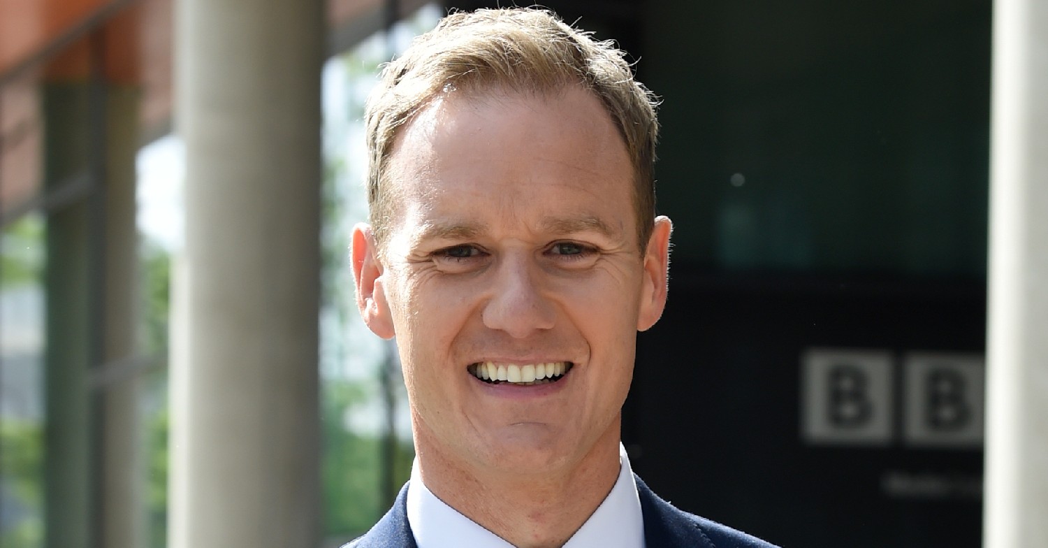 Channel 5 host Dan Walker smiles at cameras outside BBC Studios