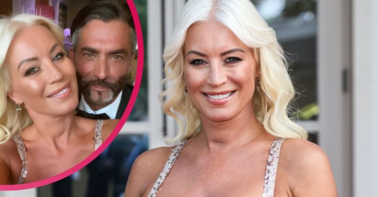 Denise Van Outen beams for the camera, and also poses for a snap with Jimmy Barba