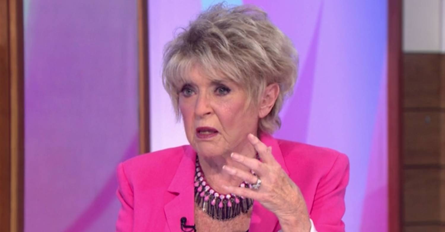 Gloria Hunniford talking on Loose Women in pink blazer
