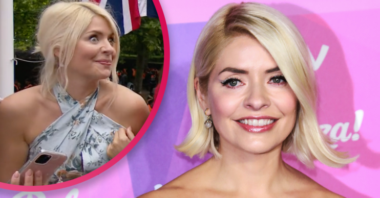 Holly Willoughby smiling and at the parade