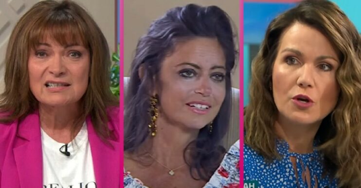 Lorraine Kelly looking tearful today, Deborah James smiling and Susanna Reid talking on GMB