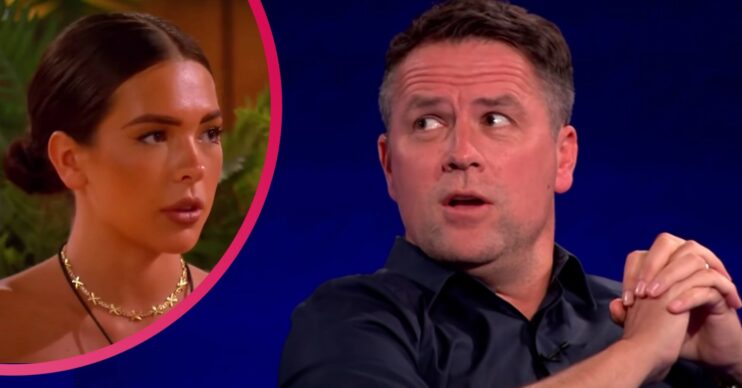 Gemma Owen looks concerned and Michael Owen looks back over his shoulder