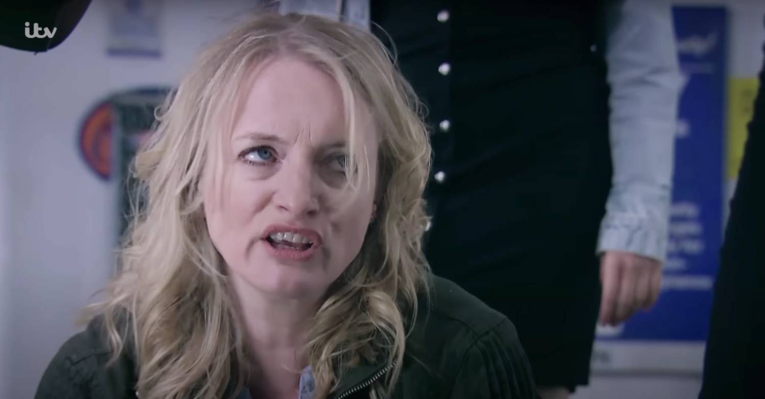 Nicola resists during her attack on Emmerdale