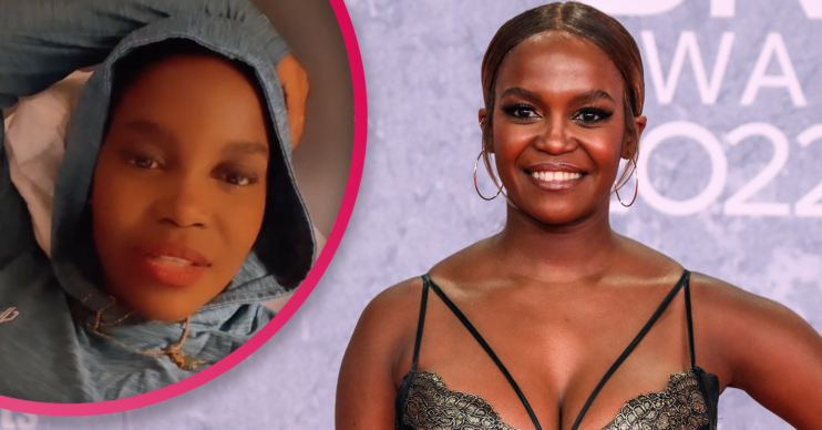 Oti Mabuse smiling and wearing a hoodie