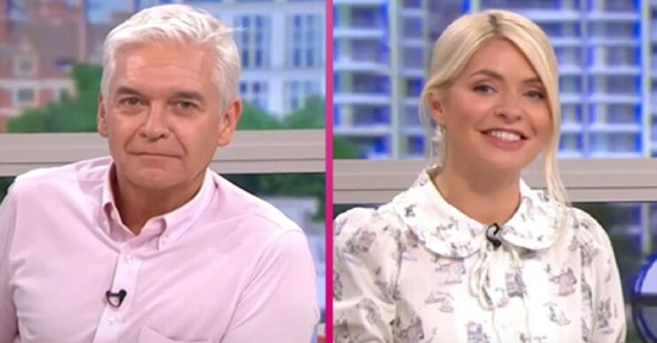 Phillip Schofield smirking and Holly Willoughby smiling during This Morning food segment