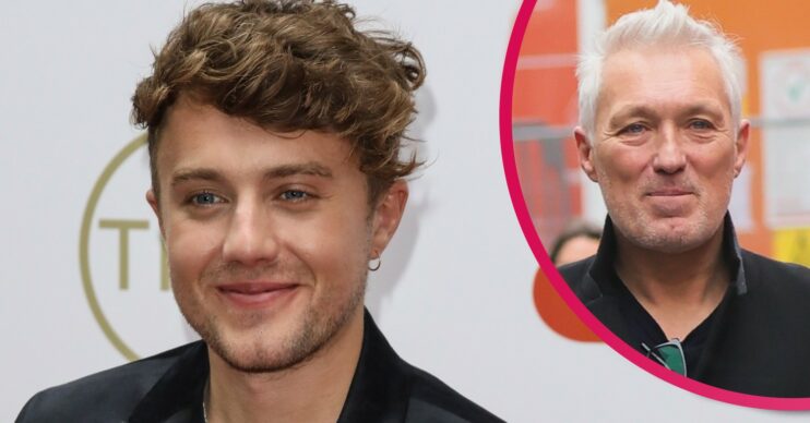 Roman Kemp smiling at event and Martin Kemp smiling while out