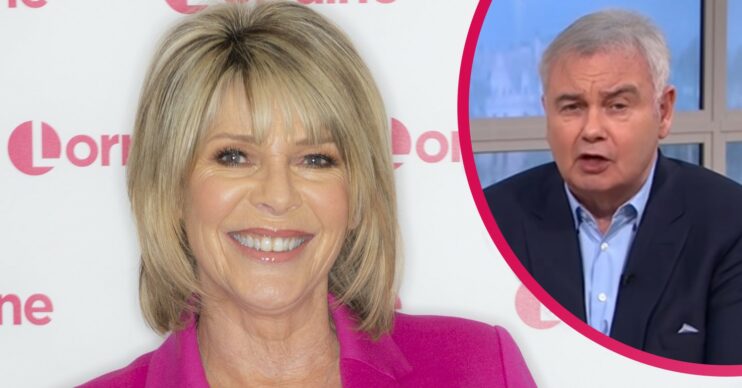 Ruth Langsford smiling at Lorraine and Eamonn Holmes on This Morning