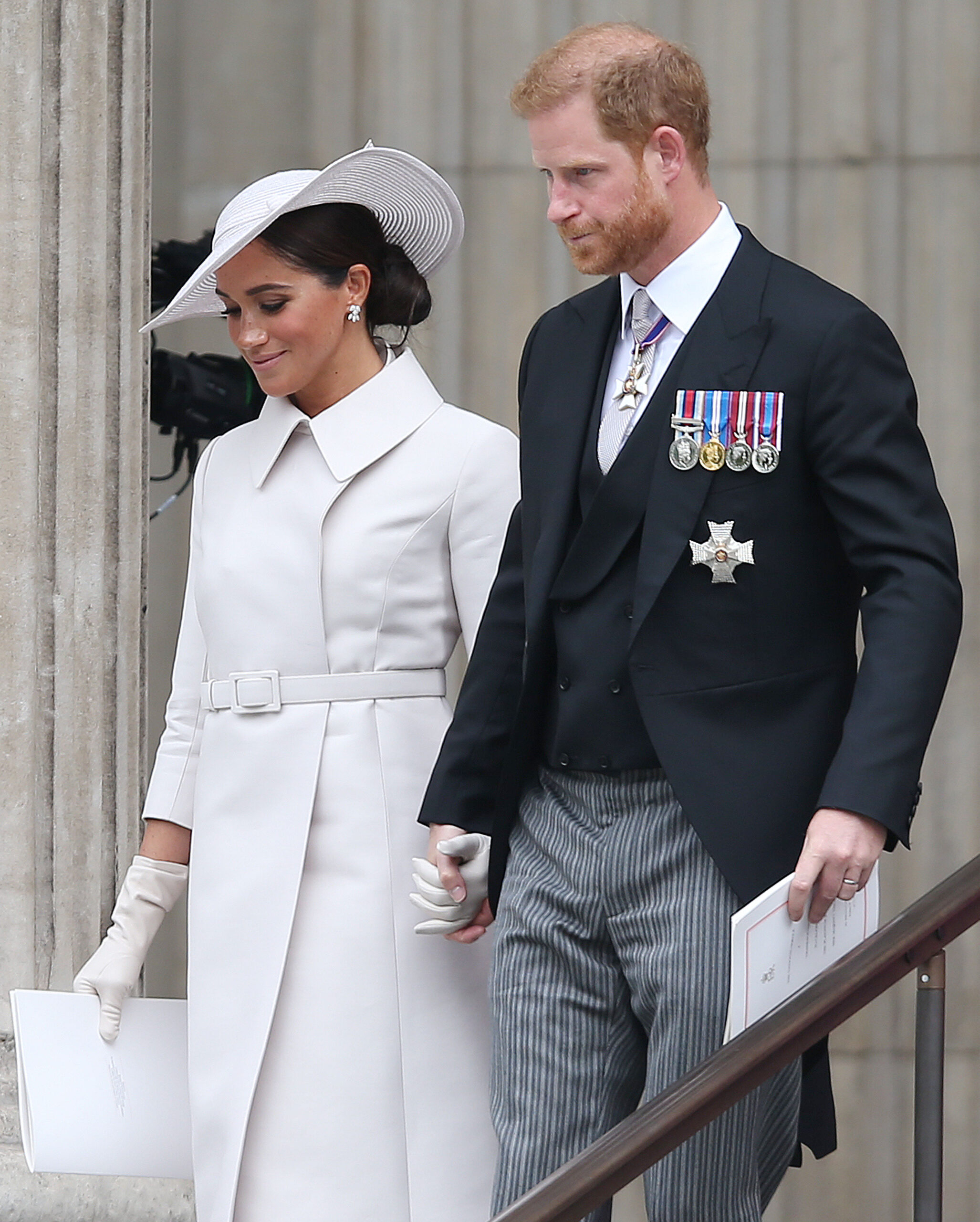 Meghan and Harry leaving the Thanksgiving service