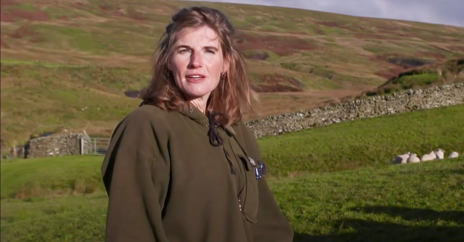 Amanda Owen wearing a green coat on Our Yorkshire Farm