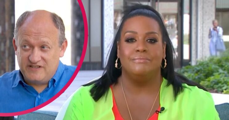 Alison Hammond looking at the camera, Professor Alan Fox speaking