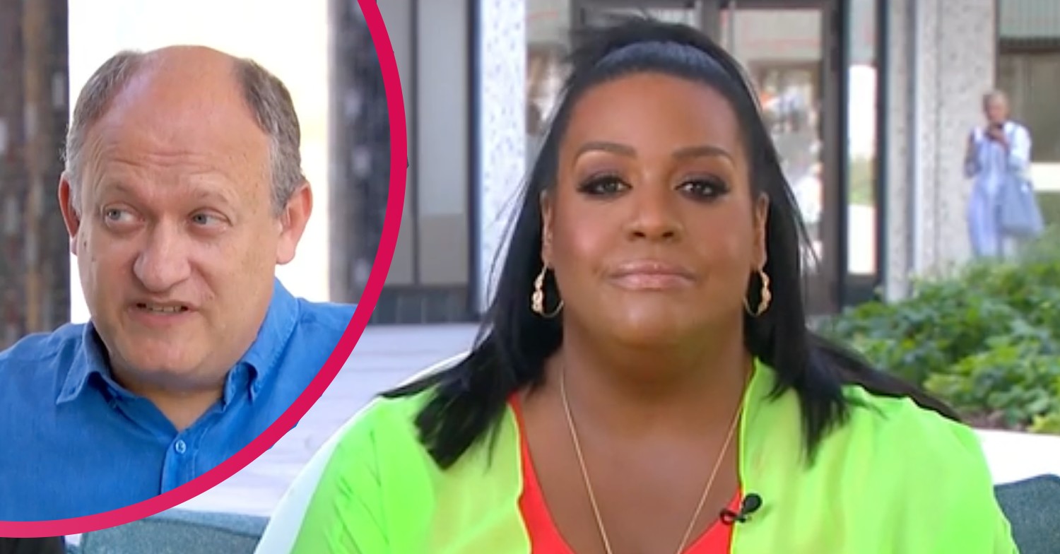 Alison Hammond looking at the camera, Professor Alan Fox speaking