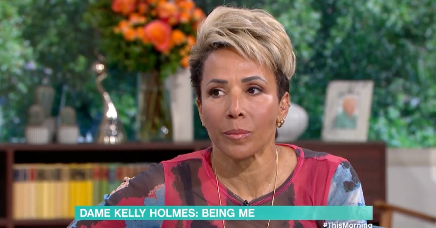 Dame Kelly Holmes looking concerned on This Morning today