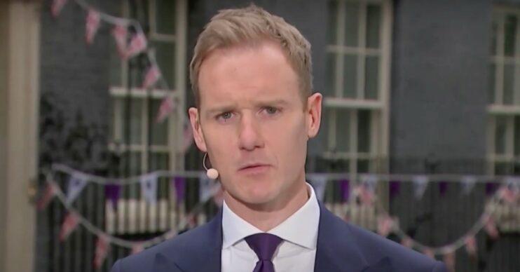Dan Walker speaking on Channel 5's 5 News outside Downing Street