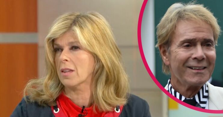 Kate Garraway looking concerned, Cliff Richard smiling