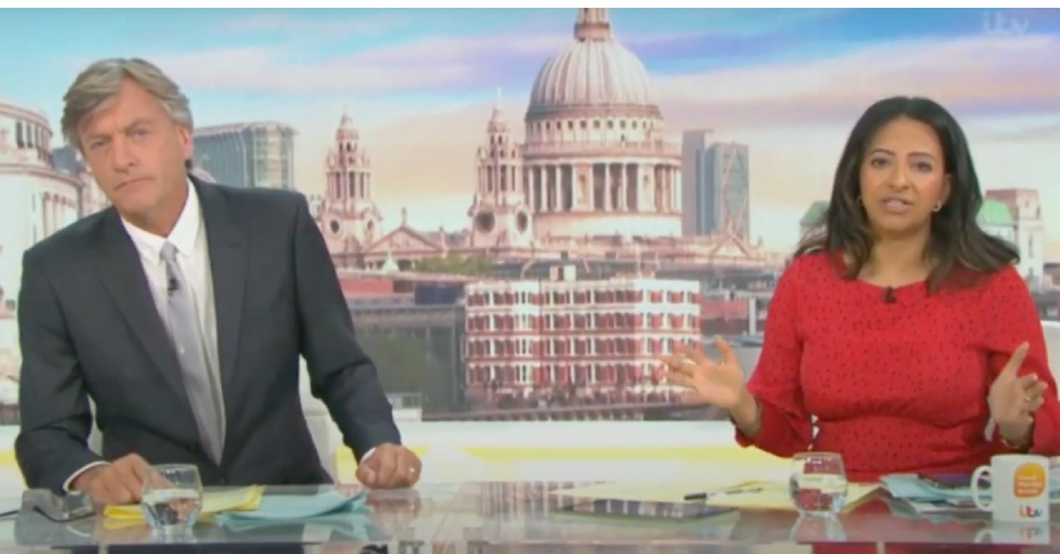 Good Morning Britain presenters Richard Madeley and Ranvir Singh speaking to camera