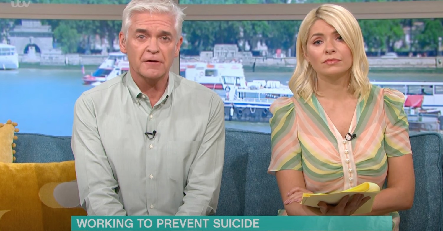 Phillip Schofield and Holly Willoughby looking serious on This Morning 