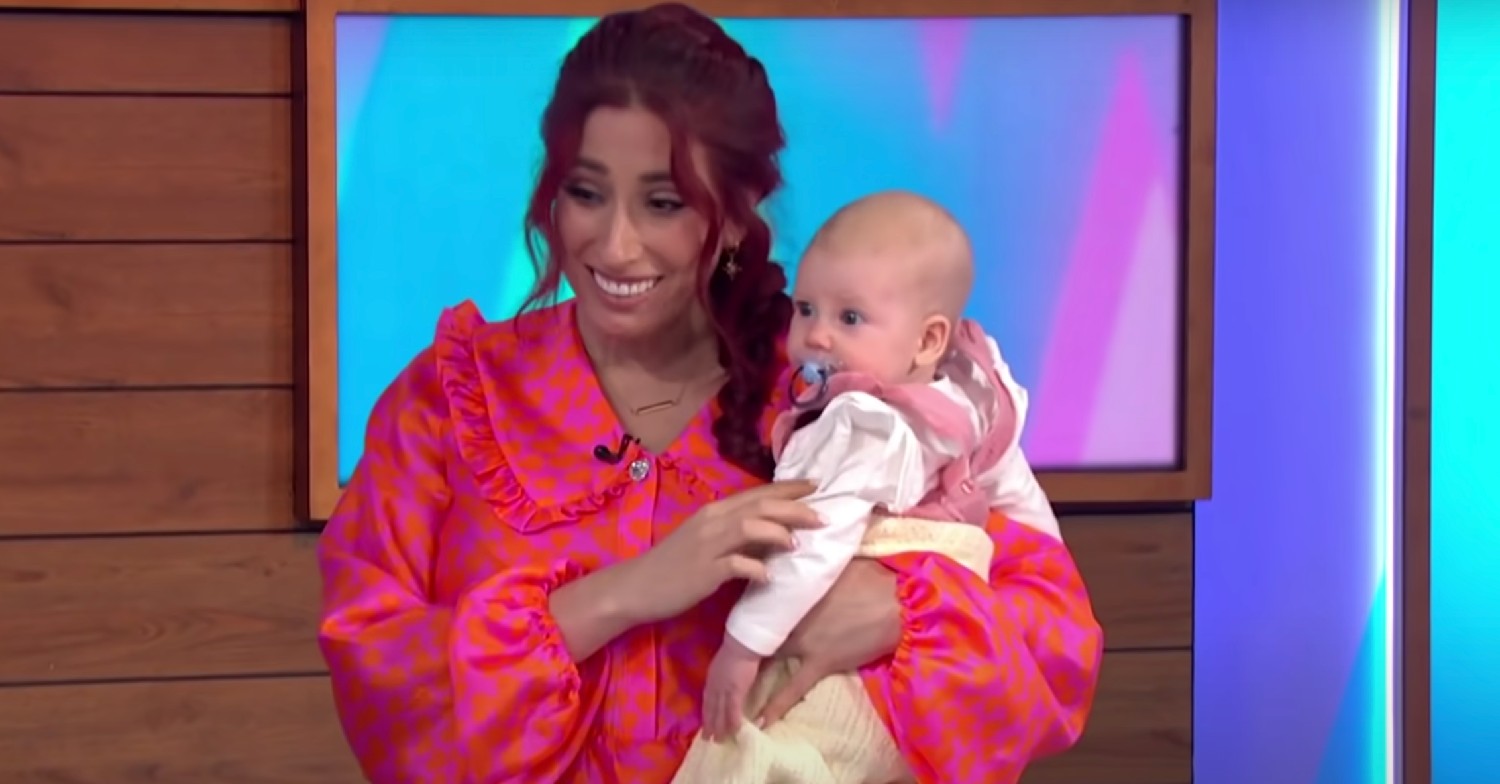 Stacey Solomon holding her baby on Loose Women