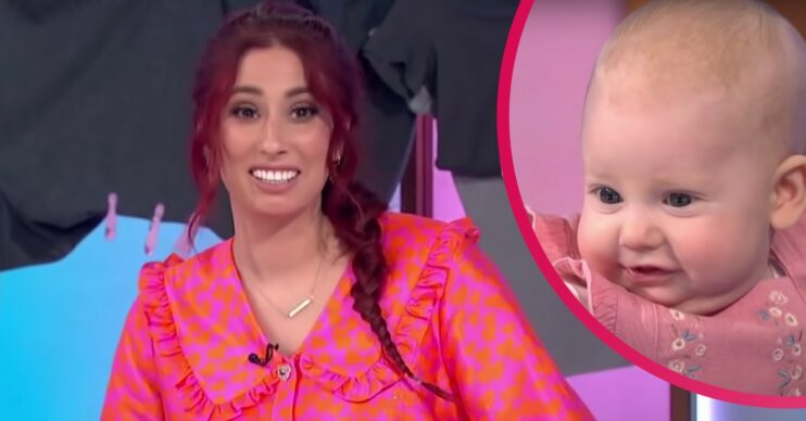 Stacey Solomon smiling, Rose, Stacey's baby daughter, smiling