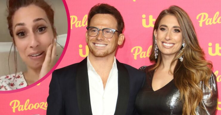 Stacey Solomon and Joe Swash on the red carpet and Stacey inset