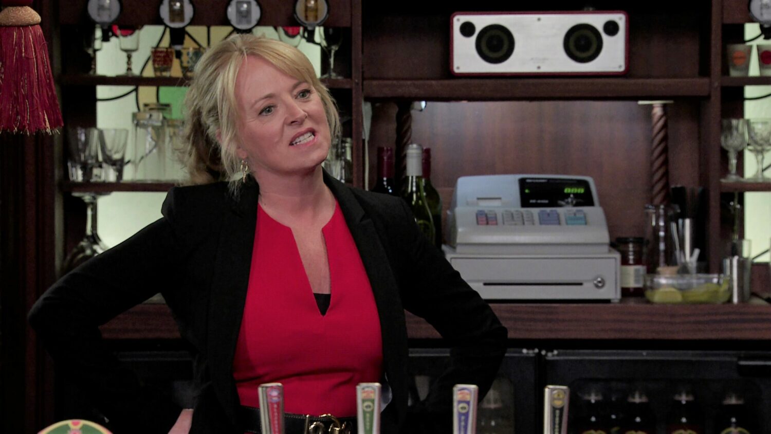 Jenny looking annoyed on Corrie