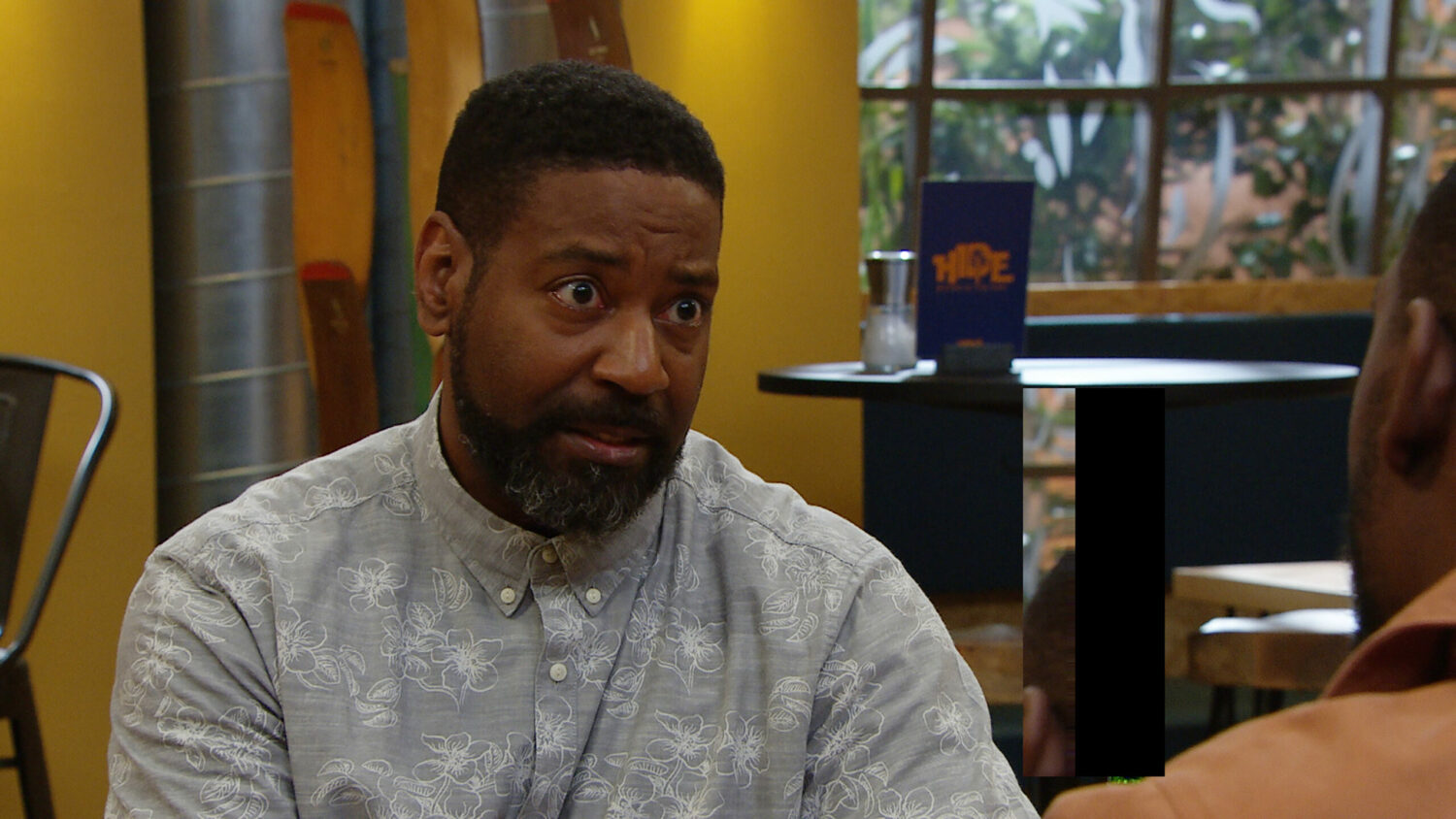 Emmerdale Charles looks surprised as he talks to Ethan