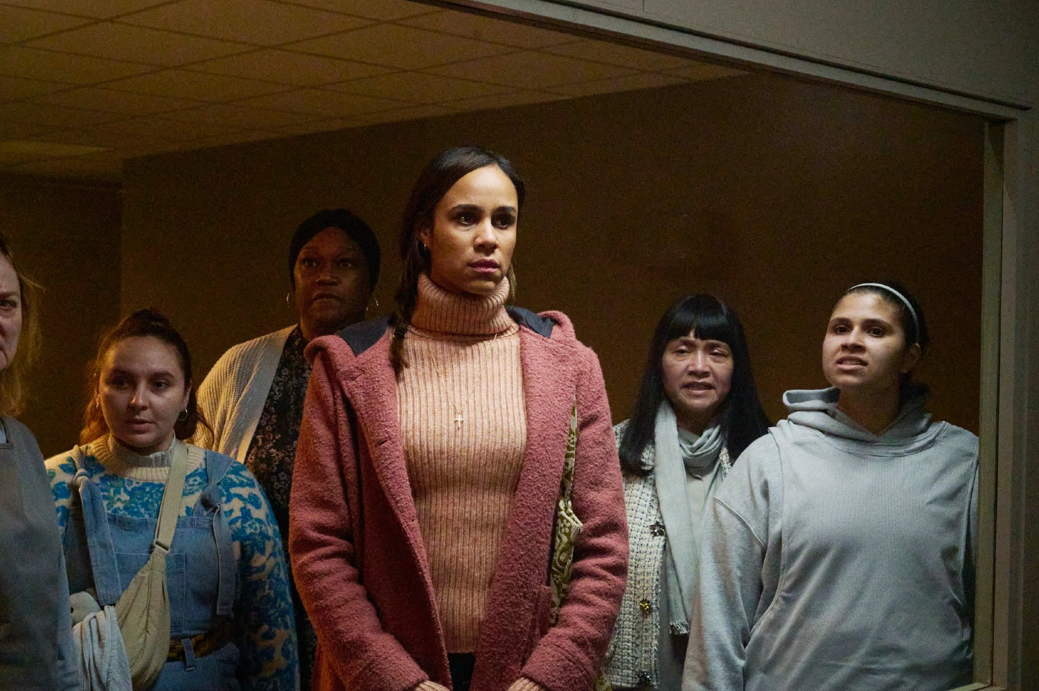 Zawe Ashton standing with a group of women in Maryland