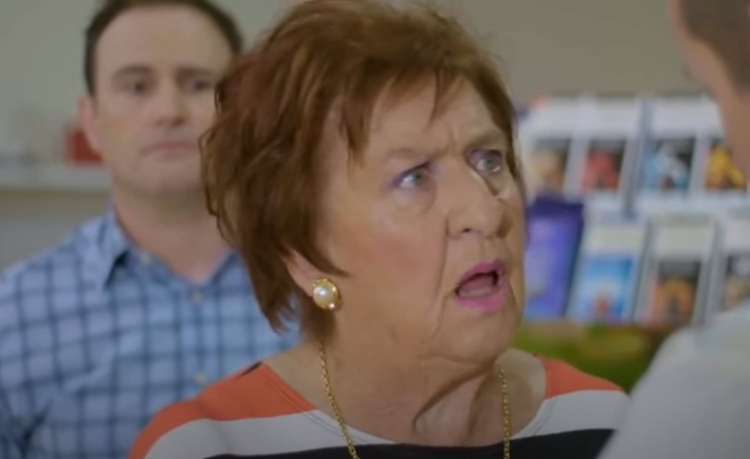 Neighbours returns: Angie Rebecchi looks completely horrified