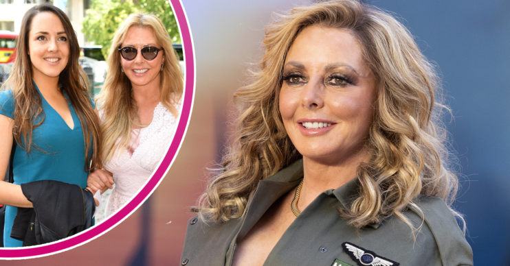 Carol Vorderman smiling and with her daughter