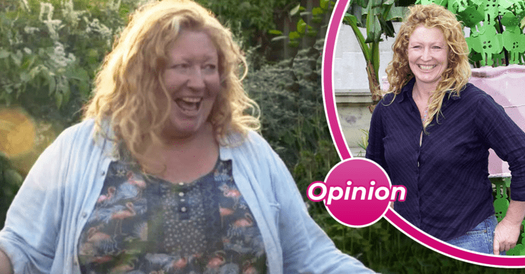 Charlie Dimmock smiling and in her younger days posing at an event