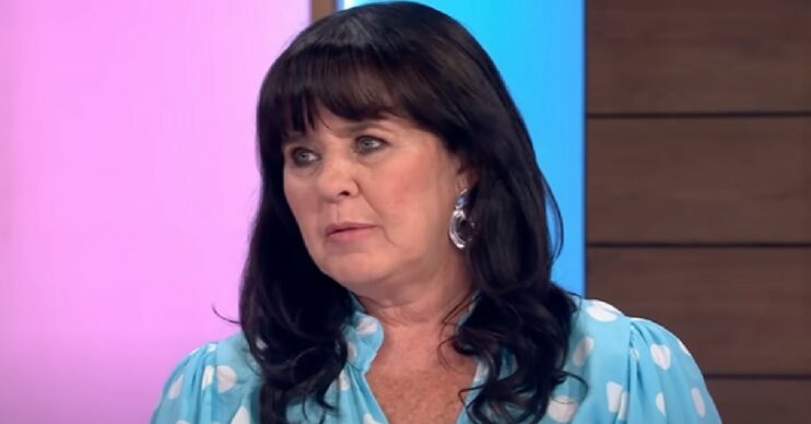 Coleen Nolan in blue polka dot blouse on Loose Women