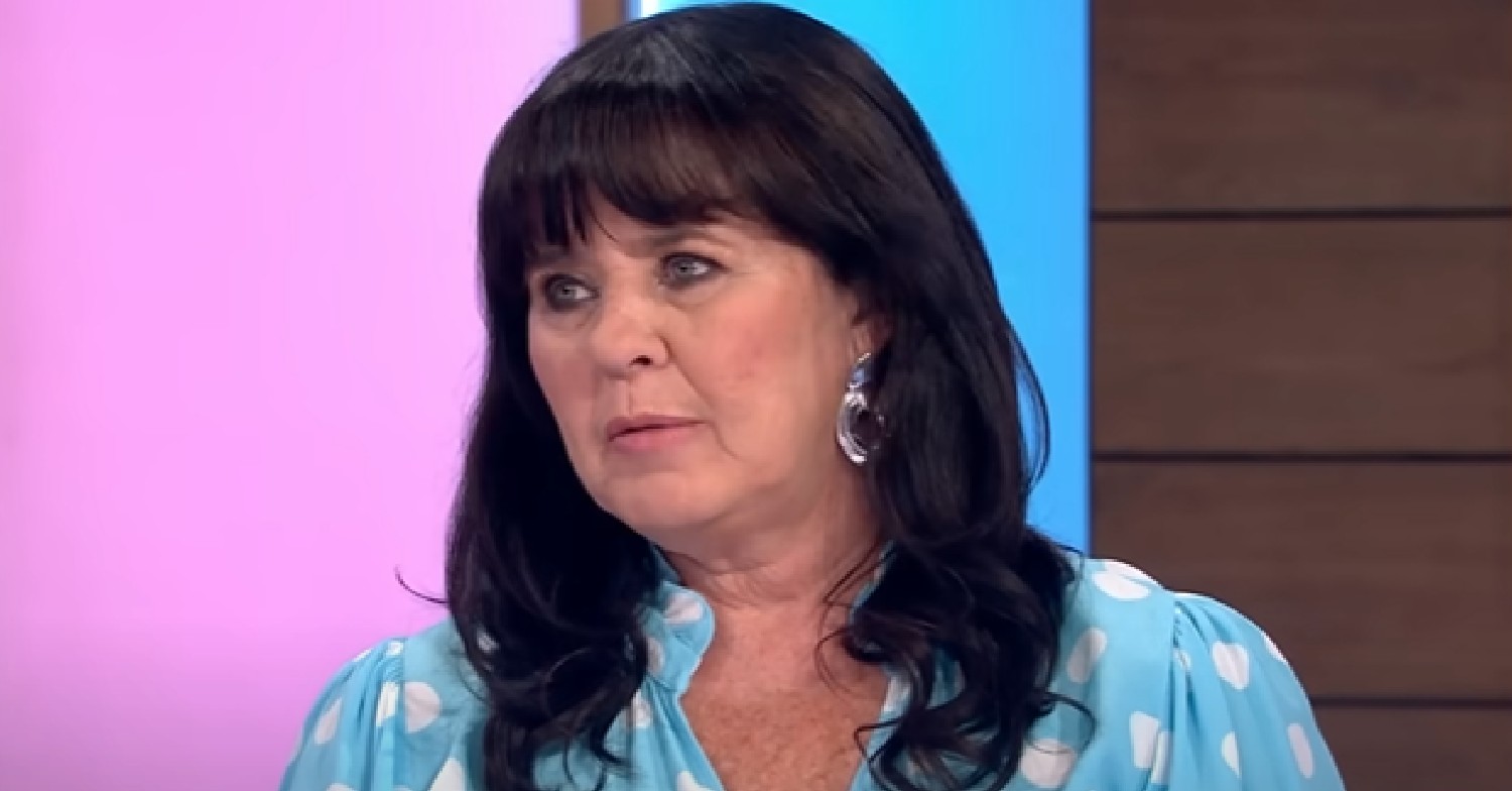 Coleen Nolan in blue polka dot blouse on Loose Women