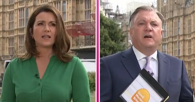 Susanna Reid and Ed Balls looking confused on GMB today