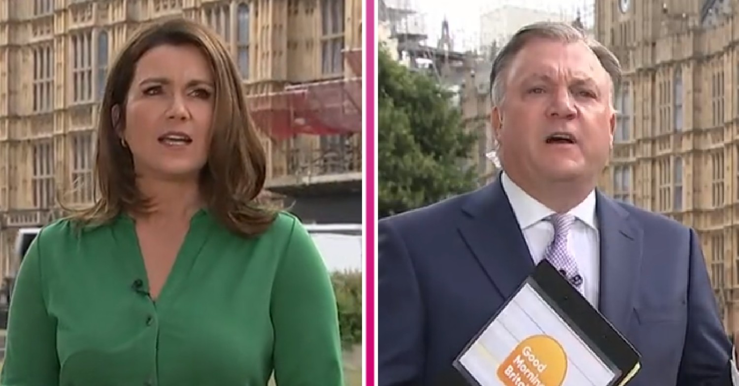 Susanna Reid and Ed Balls looking confused on GMB today