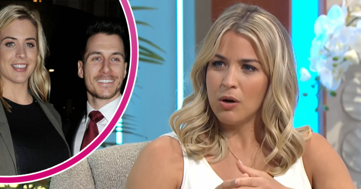 Gemma Atkinson being interviewed and with Gorka